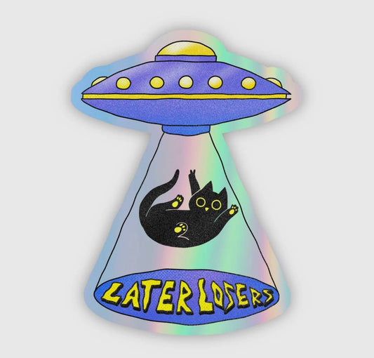 Holographic Ufo Cat Sticker